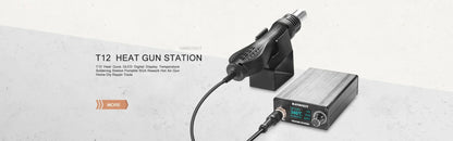 T12 Soldering Station – STM 32 Chip, OLED Display, Adjustable Temp, Auto Sleep, 5pin Soldering Iron & Tweezers Handle