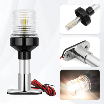 12V/24V LED Boat Navigation Light – 360° Fold Down Marine Signal Anchor Light for Yacht & Sailing