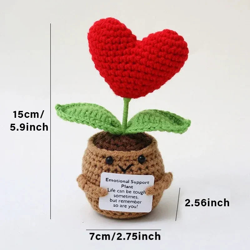 Positive Energy Crochet Doll — Handmade Knitted Plush Potato, Plant, Avocado, Bee & Animal Pocket Hug Emotional Support Gift