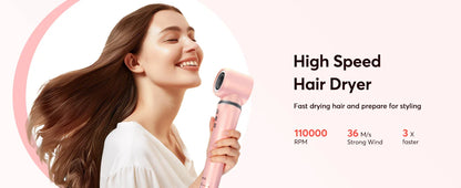 5-in-1 Hair Dryer & Styling Tool – Straightener, 32mm Curling Iron with 300 Million Negative Ions, Quick Drying Hair Care Gift