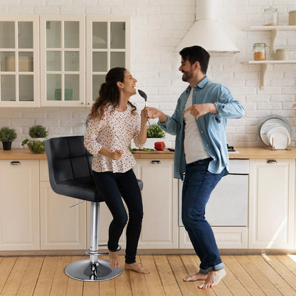 PU Leather Bar Stools Set of 2 – Upholstered Counter Height Stools with Comfortable Backrest, SGS Certified Gas Cylinder