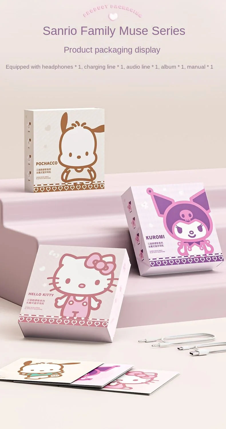 Hello Kitty & Kuromi Wireless Bluetooth Headset — Kawaii Cartoon Character Student Headphones, New Style