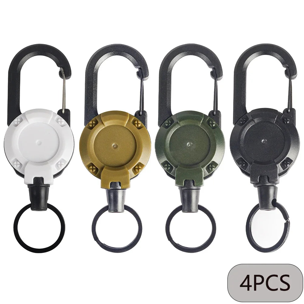 1/2/4PCS Retractable Keychain Badge Reel – Heavy Duty Extendable Holder with Carabiner for Men’s Outdoor Bags
