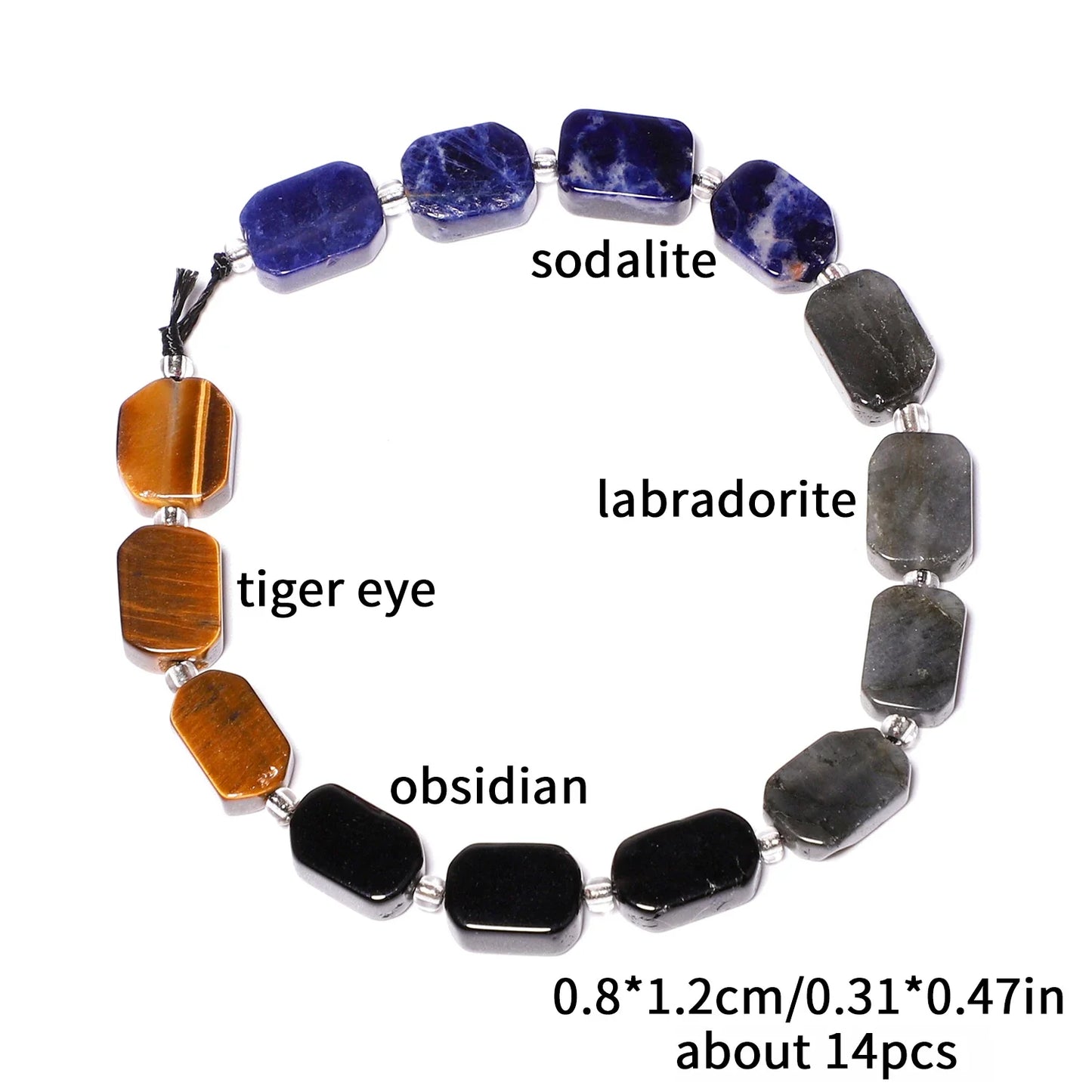 Natural Gemstone Rectangle Beads - 8x12mm Amethyst Citrine Lapis Lazuli Spacer Beads for DIY Jewelry Making & Bracelets