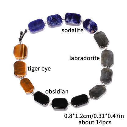 Natural Gemstone Rectangle Beads - 8x12mm Amethyst Citrine Lapis Lazuli Spacer Beads for DIY Jewelry Making & Bracelets