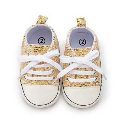 Meckior Baby Flash Canvas Sneakers – Infant First Walkers Soft Sole Anti-Slip Shoes for Boys & Girls