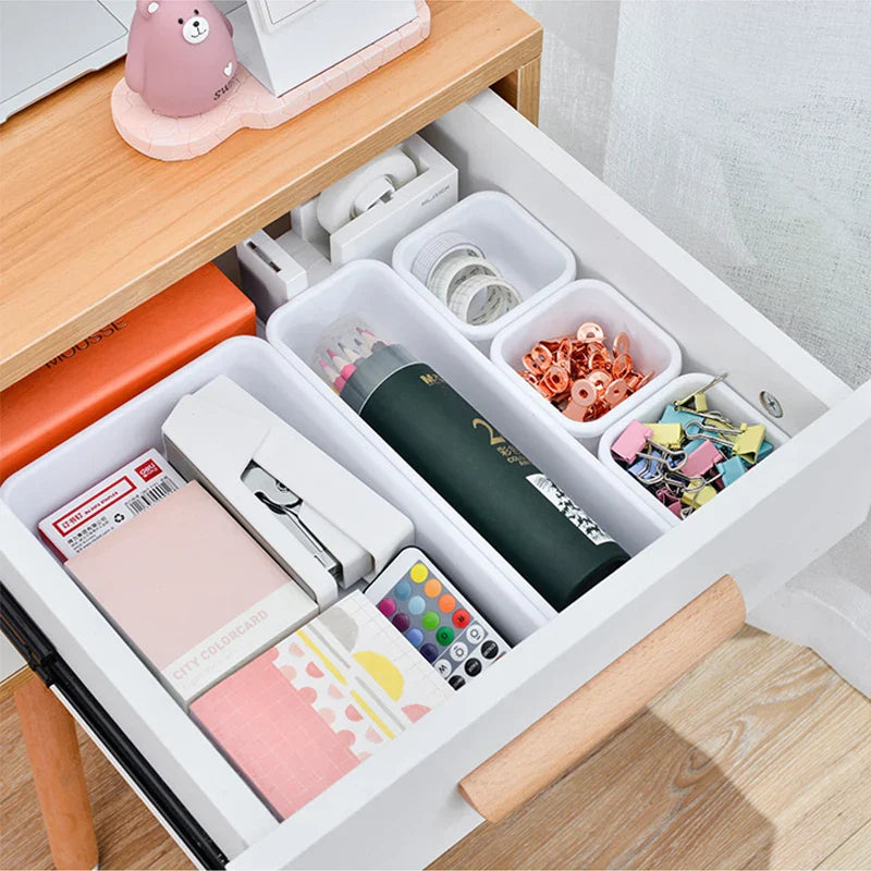 8 Piece Adjustable Drawer Organizer Box Set - Makeup, Cosmetics, Sundries Divider Holder for Kitchen, Bathroom, Closet, and Jewelry