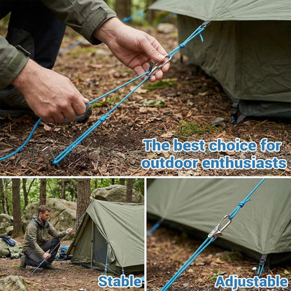 Rope Tying & Tensioning Tool - Heavy-Duty Retractable Buckle with Roller Tensioner for Camping & Outdoor Use
