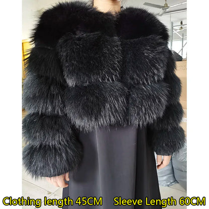 2025 Maomaokong Women’s Real Fur Coat – Natural Raccoon & Fox Fur Jacket with Hood, Warm Winter Outerwear