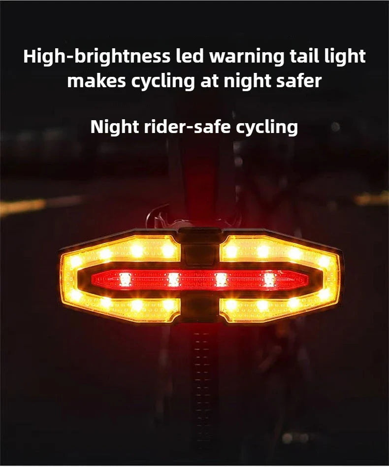 Rechargeable Bike Tail Light with Turn Signals | Wireless Remote Cycling Back Light for Night Riding