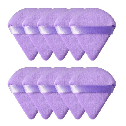 10/20PCS Triangle Velvet Powder Puffs – Mini Face Makeup Sponges, Washable & Lightweight Cosmetic Tools