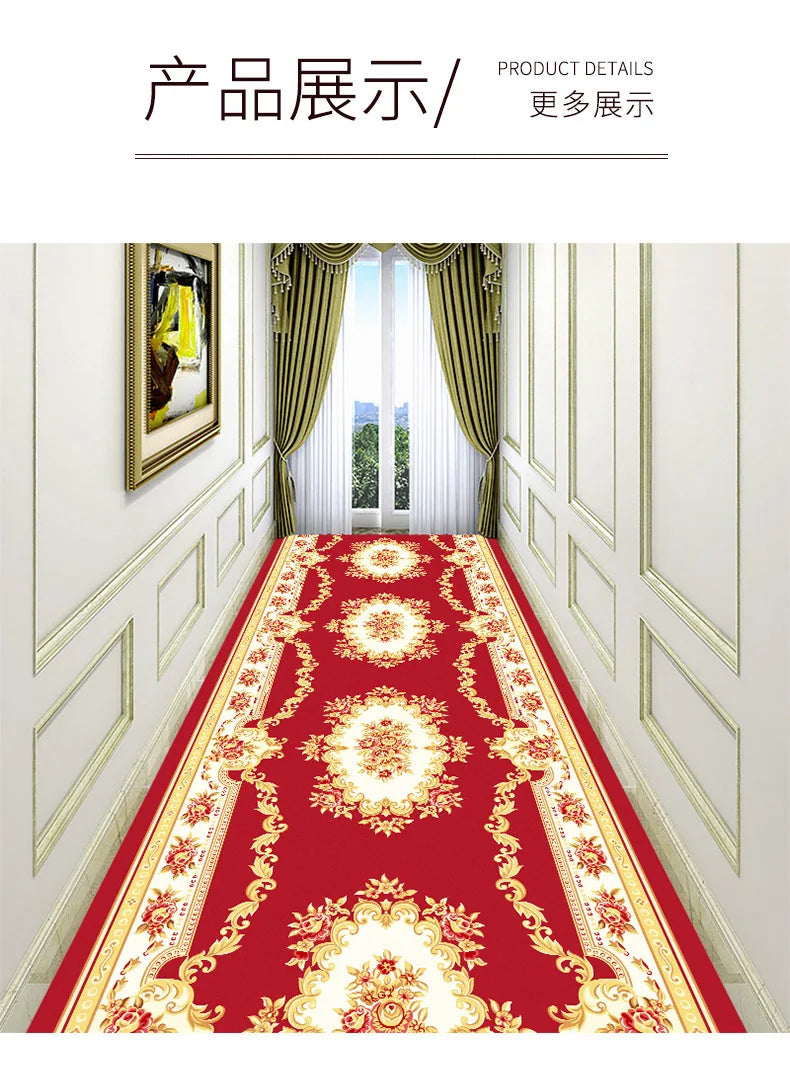 Luxury Chinese Classical Corridor Rug – Crystal Velvet Washable Carpet for Villa, Hotel & Hallway