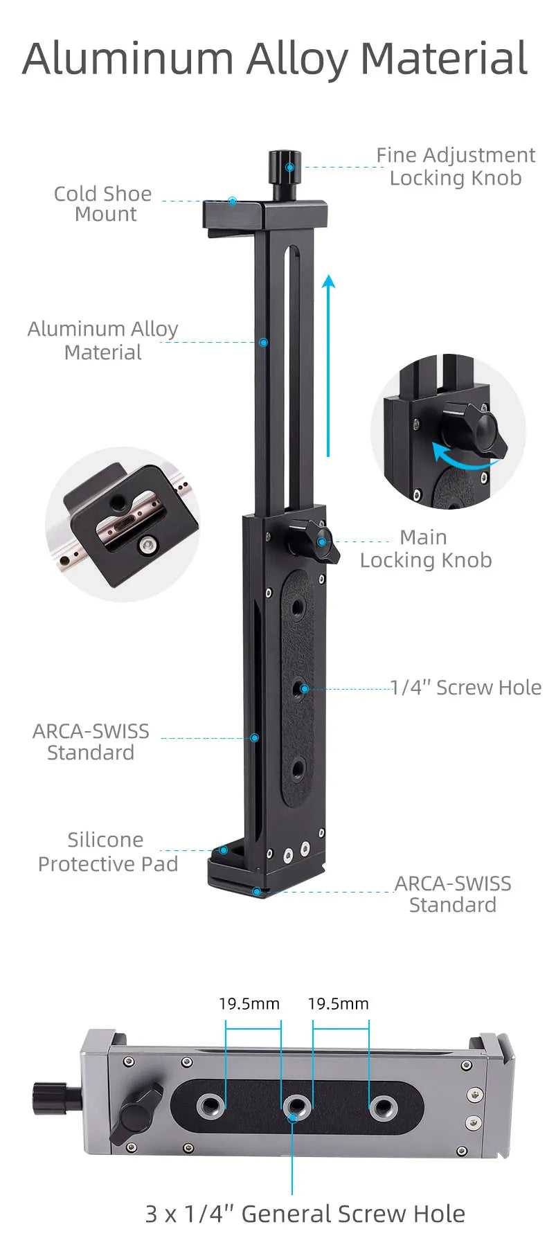 Universal Aluminum Alloy Tablet & Phone Stand – Adjustable Tripod Holder Clip for Mobile Devices