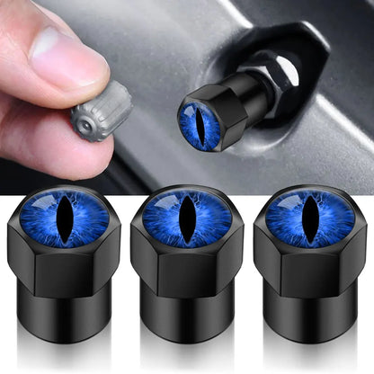 4PCS Universal DIY Eyes Design Car Tire Valve Caps - Stem Stickers for Cars, Motor Accessories and Gift Decor