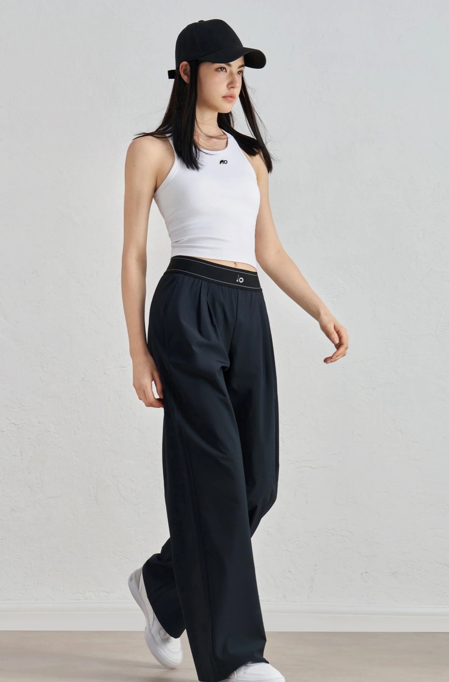 Women’s Summer Sports Yoga Pants – Wide Leg, Elastic Waist, Quick-Dry Black Fitness Trousers