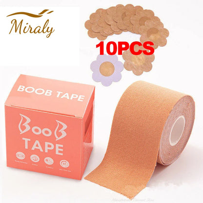 Women’s Boob Tape & Adhesive Bra – Invisible Nipple Pasties, Breast Lift Push-Up Tape, Strapless Pad Sticker