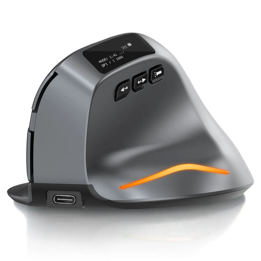 Lefon Bluetooth Vertical Mouse - Wireless Ergonomic Mice with OLED Screen & RGB, USB Optical Rechargeable Mouse for PC Laptop Gaming
