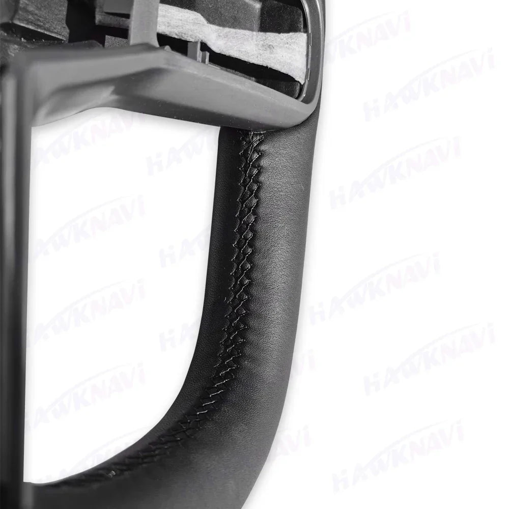 Hawknavi 350mm Yoke Steering Wheel – Leather Racing Style for Tesla Model 3 & Model Y, Heated Optional, White & Black