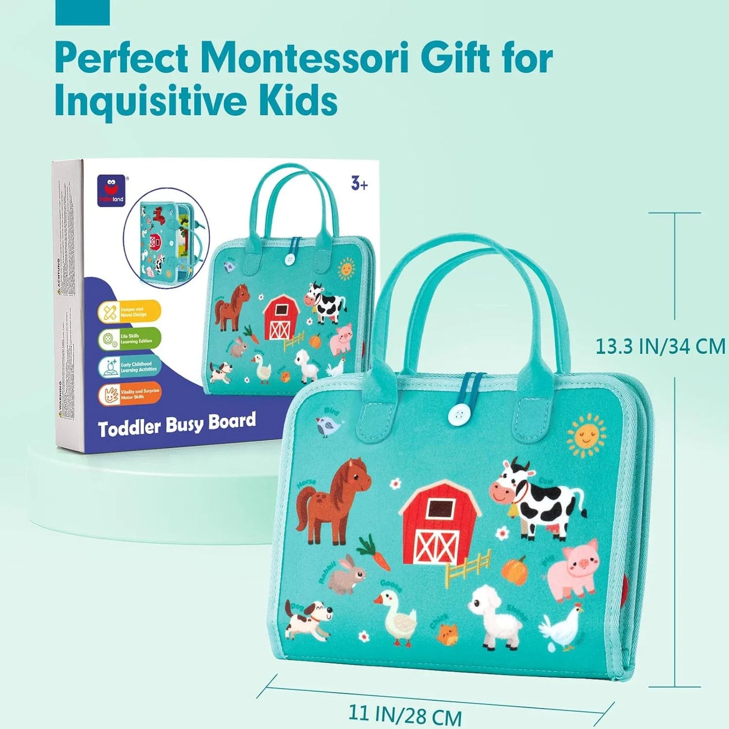 Montessori Busy Book – Portable Educational Toy for Toddlers, Travel Activity Board, Fine Motor Skills & Early Learning