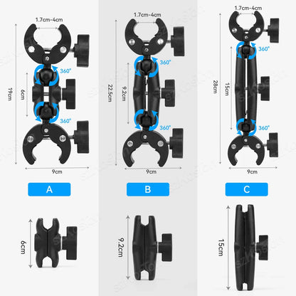 Selfie Stick Monopod Handlebar Mount – Compatible with Insta360 X4/X3/X2, GoPro 8-13 & DJI for Bicycle & Motorcycle