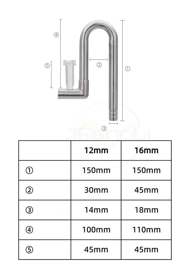 AQUAPRO Mini Stainless Steel Skimmer – Inlet & Outlet Pipes for Aquarium Fish Tanks, Filtro Accessories