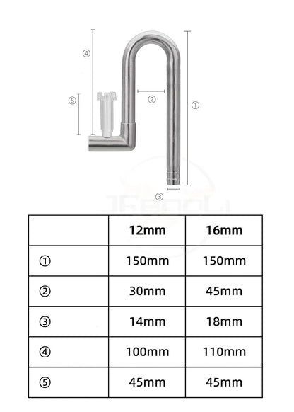 AQUAPRO Mini Stainless Steel Skimmer – Inlet & Outlet Pipes for Aquarium Fish Tanks, Filtro Accessories