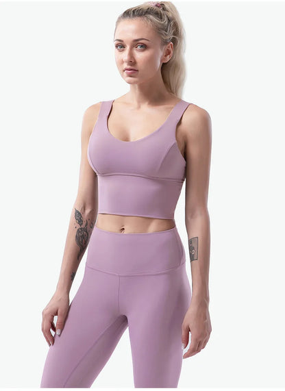Naked-Feel Women’s Yoga Set – High Waist Leggings & Sports Bra Fitness Suit for Gym, Outdoor & Activewear