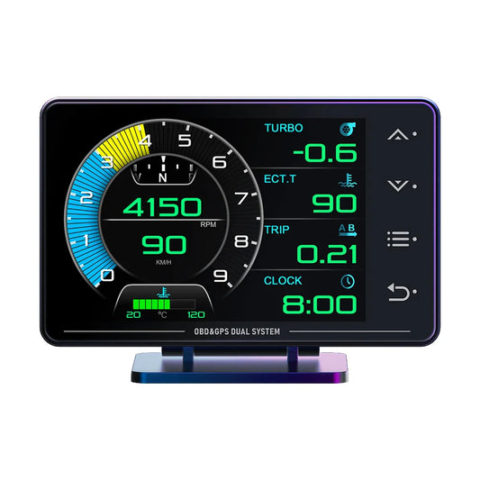 XS HUD Car Gauge – Multi-Function OBD+GPS Display for Water Temp, Turbo, Oil Pressure & Oil Temp Head-Up Display