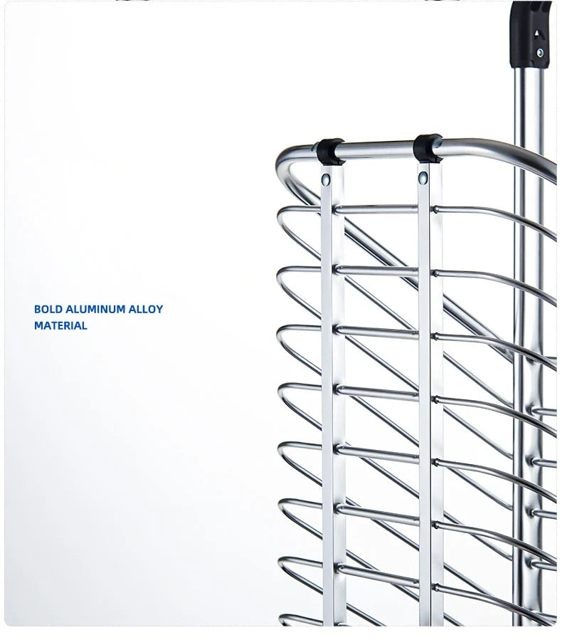 Aluminum Alloy Folding Grocery Cart – Portable Lightweight Shopping Trolley with Step Climbing for Supermarket & Food