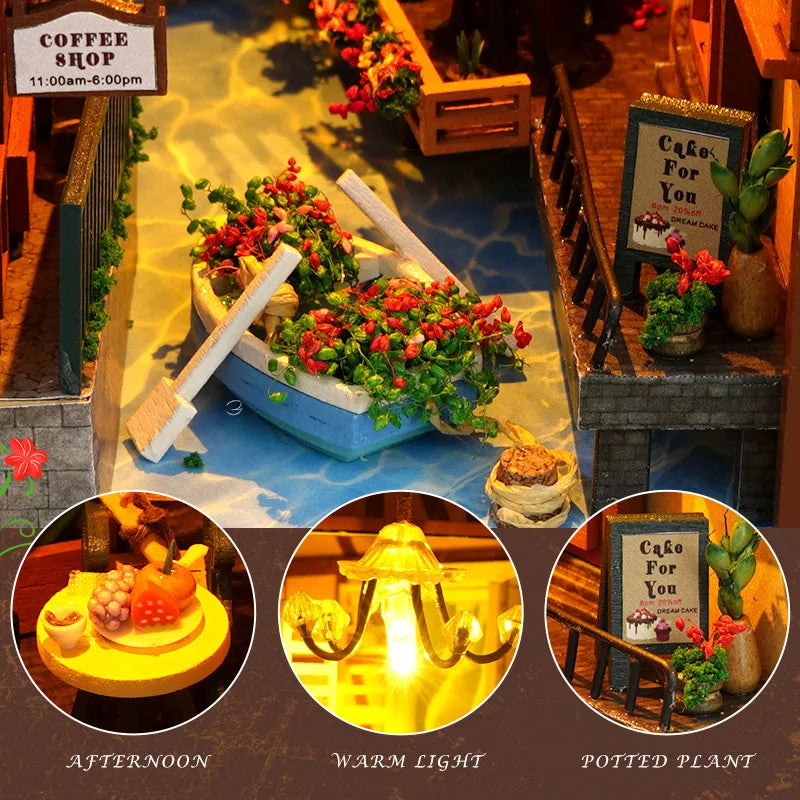 DIY Firefly Forest House Book Nook Kit - Miniature Wooden Bookshelf Insert and 3D Puzzle Dollhouse for Adults