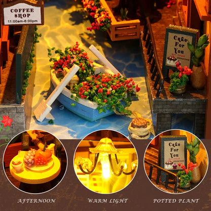 DIY Firefly Forest House Book Nook Kit - Miniature Wooden Bookshelf Insert and 3D Puzzle Dollhouse for Adults