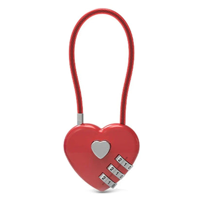 Love-Shaped Heart Code Padlock – Wedding Gift with Password Lock, Long Wire Rope for Trolley Case & Security