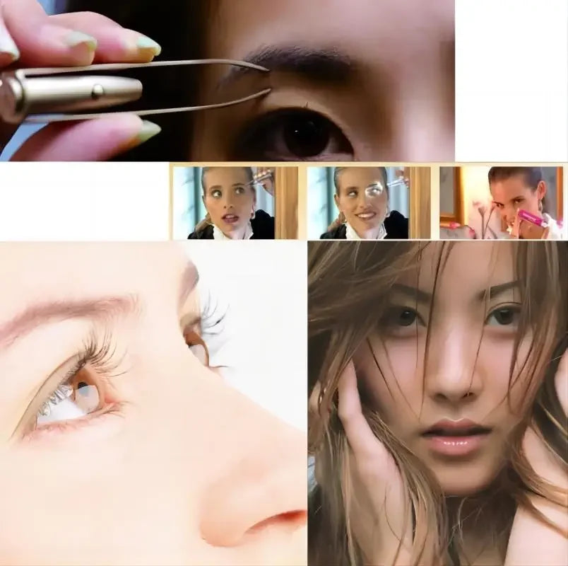 Portable Stainless Steel Eyebrow Tweezer with LED Light – Smart Design Makeup Tool for Hair Removal