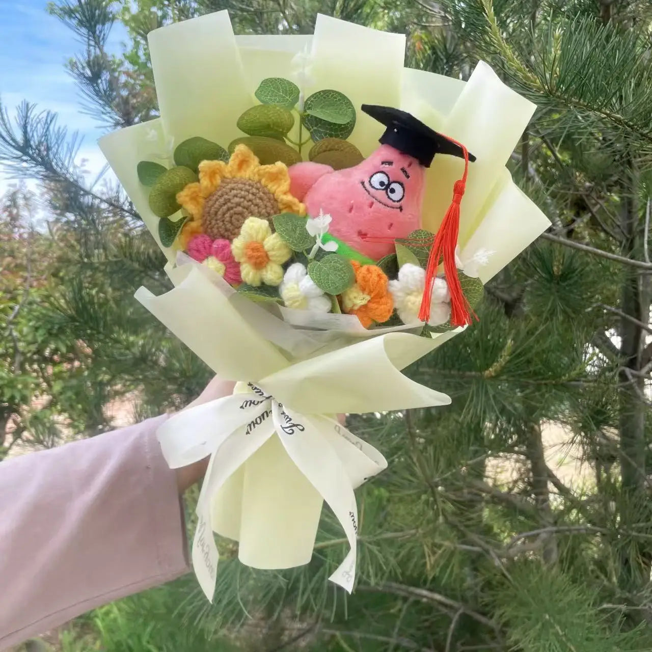 SpongeBob SquarePants Plush Set – Patrick Star, Gary & Squidward Tentacles Handmade Flower Bouquet Toys, Perfect Christmas, Birthday & Graduation Gift