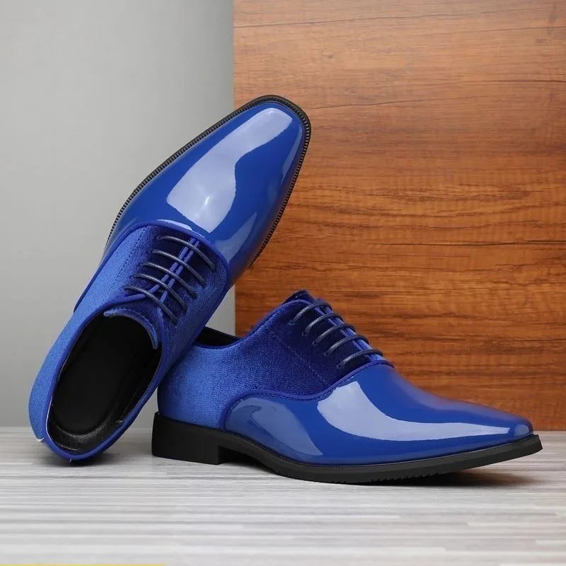 Men’s Patent Leather Oxford Shoes - Elegant Formal Business Casual and Wedding Dress Shoes in Multiple Colors