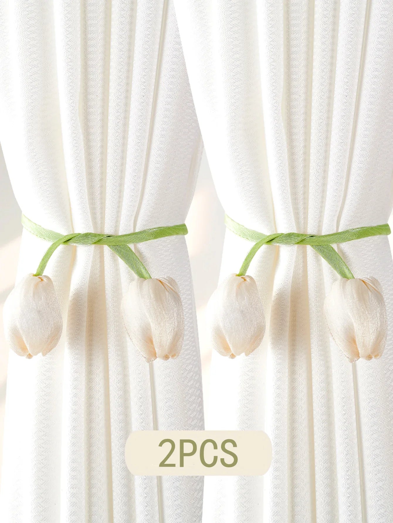 2PCS Tulip Flower Curtain Tiebacks – Rustic No-Damage Holdbacks for Living Room & Bedroom Decor
