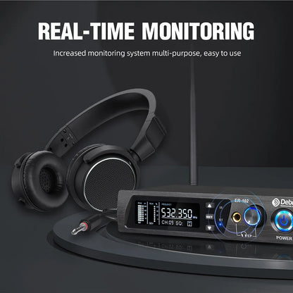 Debra ER102 UHF Wireless In-Ear Monitor System – Multiple Professional Transmitters for Small Concerts & Home Theater