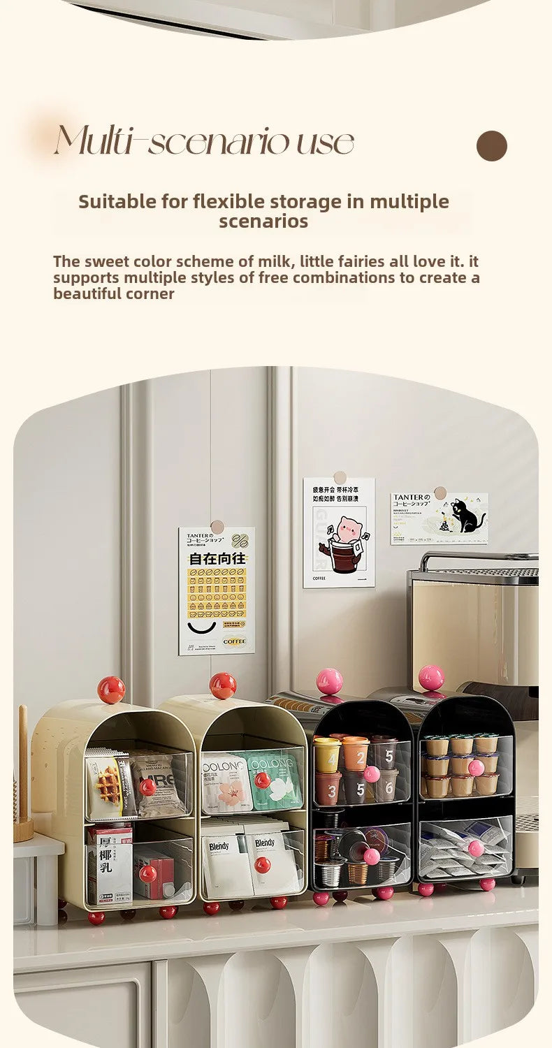 Desktop Coffee & Tea Organizer – Corner Storage Box Drawer for Office, Table, Capsules, and Tea Bags