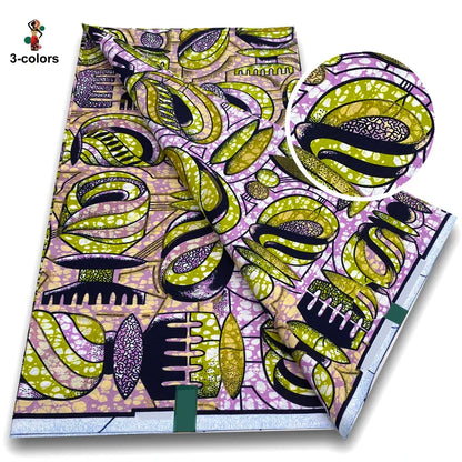 100% Cotton African Wax Print Fabric - Soft Golden Ankara Pagne for Nigerian Fashion & Traditional Wear