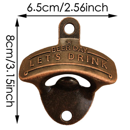 Retro Wall-Mounted Bottle Opener — Decorative BBQ & Bar Beer Opener for Kitchen & Home