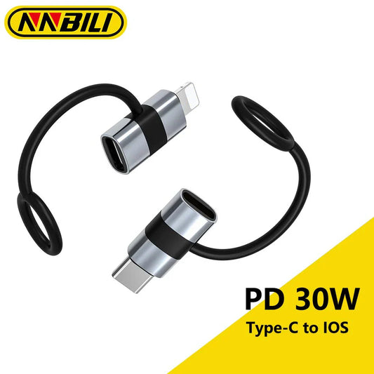 NNBILI PD 30W USB-C to iOS Adapter – Type-C Female to iOS Male Converter for iPhone 14/13/12/11 & MacBook Fast Charging