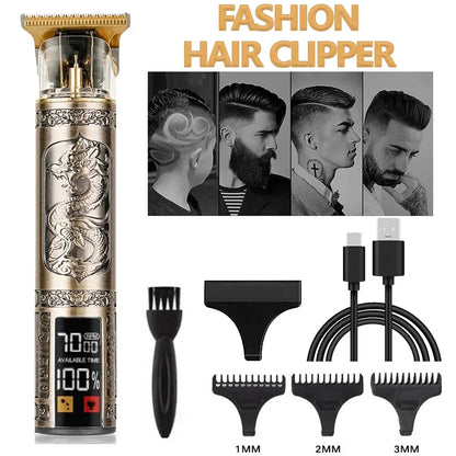 Vintage T9 Professional Electric Hair Clipper & Beard Trimmer – USB Rechargeable Portable Grooming Shaver for Men’s Hair Care & Styling Tool