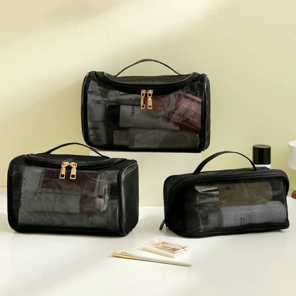 Toiletry Travel Bag – Large Capacity Mesh Makeup Pouch with Zipper, Shower Organizer Tote for Cosmetics and Personal Care