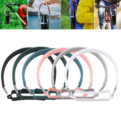 Water Bottle Handle Sling Carrier – Soft Durable Silicone Strap for 8-40oz Bottles & Cup Accessories