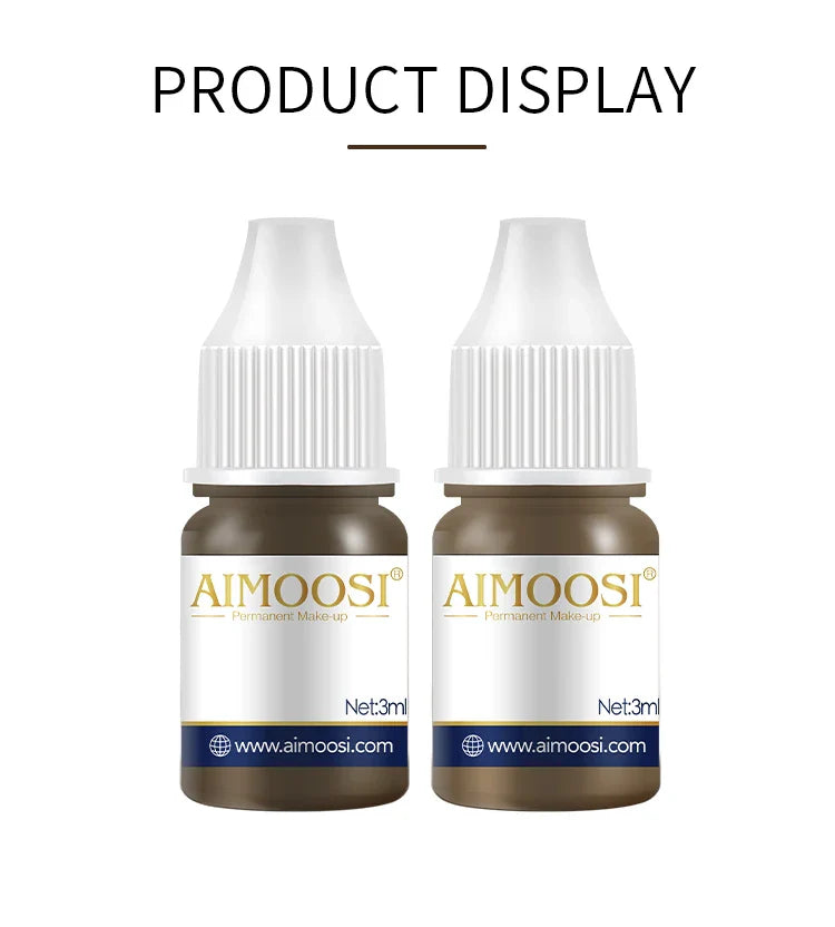 AIMOOSI 18-Color Eyebrow Micropigmentation Pigment — Semi-Permanent Organic Tattoo Ink for Eyeliner & Makeup Supplies