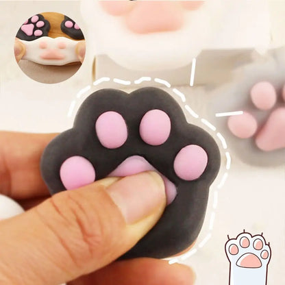 Mini Cat Paw Squeeze Toy - Silicone Pinch Decompression Fidget | Plush TPR Sensory Toy for Kids and Adults