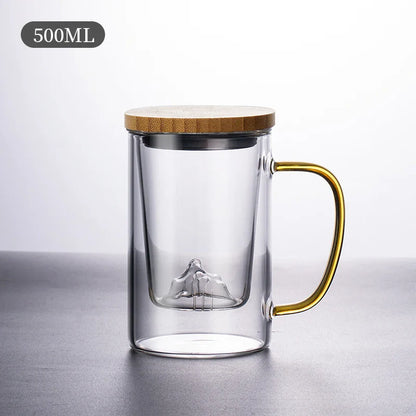 GIANXI High Borosilicate Glass Tea Cup with Belt Filter – Separate Flower Tea Water Cup for Original Tea Making