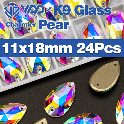 AAAAA K9 Glass Sew-On Rhinestones - AB Crystal Flatback Stones for Wedding Dress & Clothing Accessories