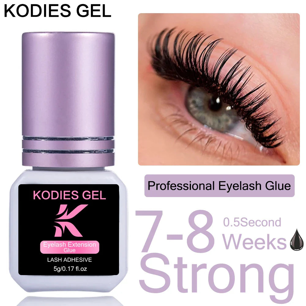 KODIES GEL Extra Strong Eyelash Glue — 5g 0.5s Fast-Dry Waterproof Adhesive for False Eyelash Extensions