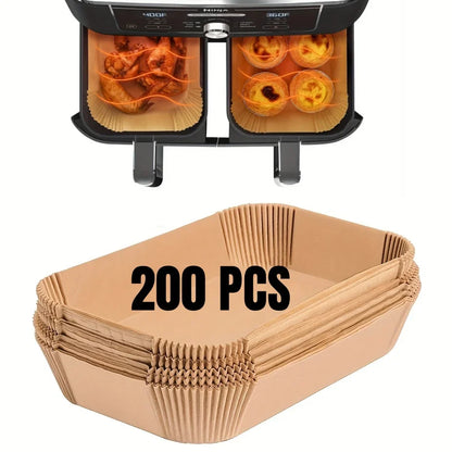 Air Fryer Disposable Paper Liners - Oil Proof, Waterproof Baking Paper in Round, Square & Rectangle for Kitchen & Party Supplies